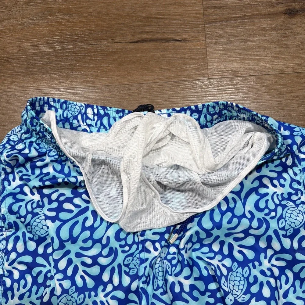 Vilebrequin Men's Size XL Swim Trunks Shorts Turtle Splash $325 Blue Bleu De Mer